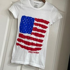 Hollywood Women’s White American Flag T-shirt Small
